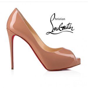 CHRISTIAN LOUBOUTIN New Very Privé 120mm Patent Calf Leather Nude